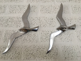 Pair of silhouette seagulls - like bird silhouette, aluminum.